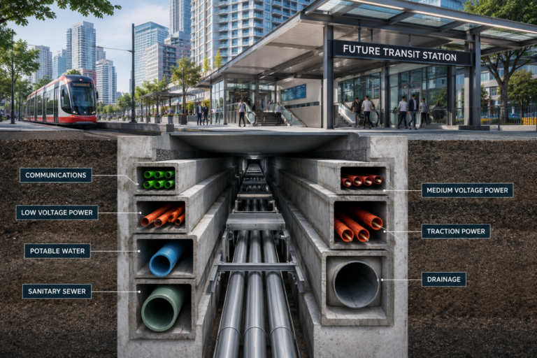 Ontario Line – Embedded Utilities for three Future Stations